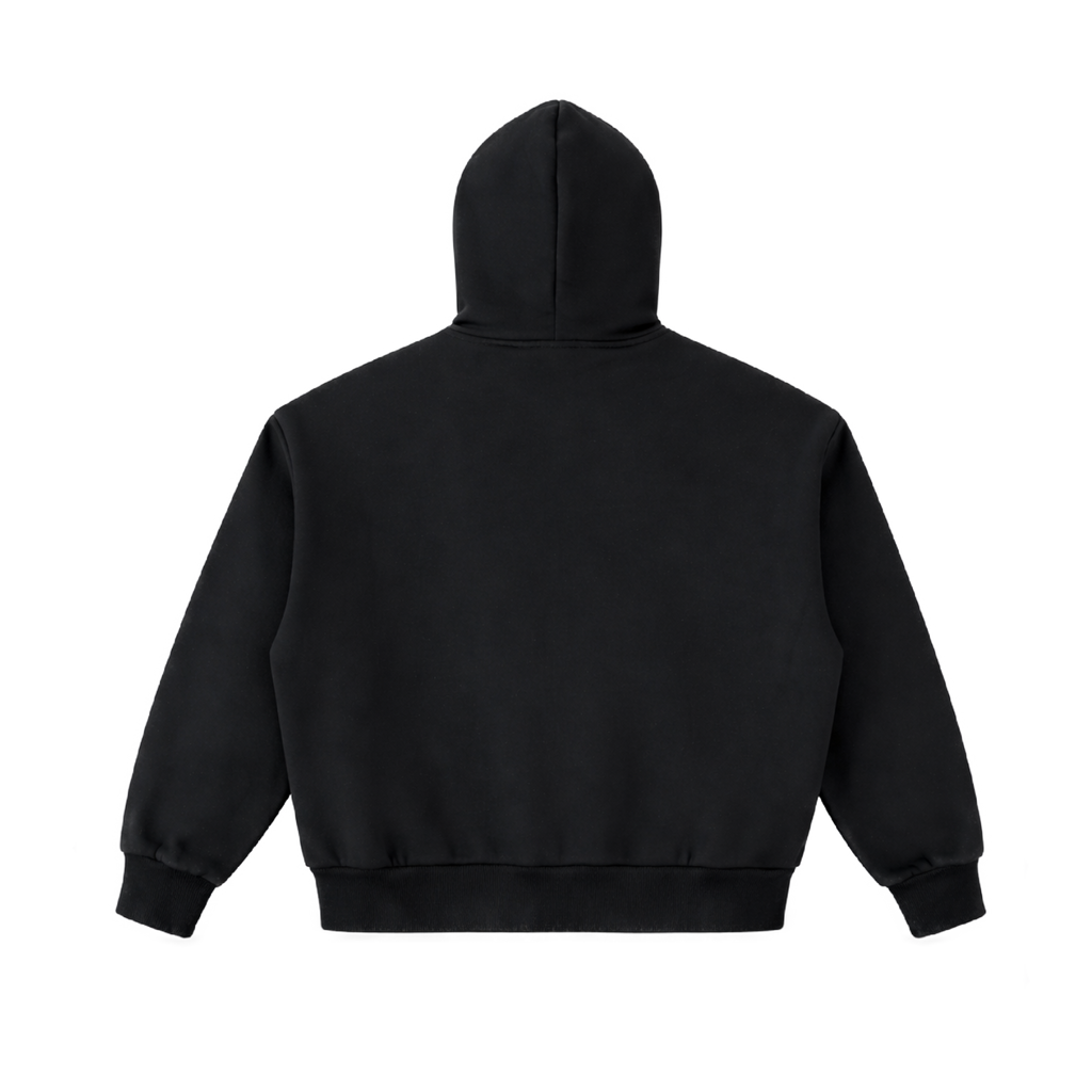 Fleeced Full-Zip Boxy Hoodie